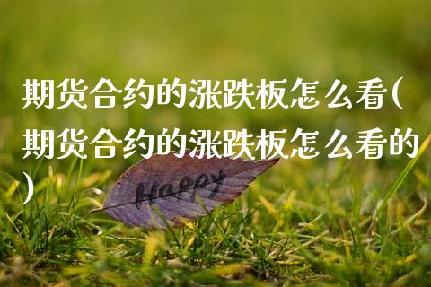 期货合约的涨跌板怎么看(期货合约的涨跌板怎么看的)_https://m.letulww.com_股指期货交易时间_第1张