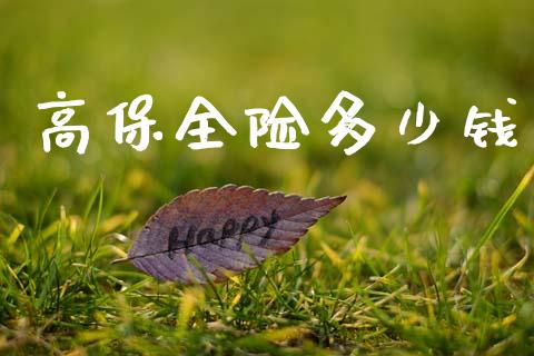 高保全险多少钱_https://m.letulww.com_期货交易策略_第1张