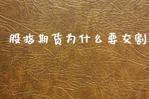 股指期货为什么要交割_https://m.letulww.com_股指期货交易时间_第1张