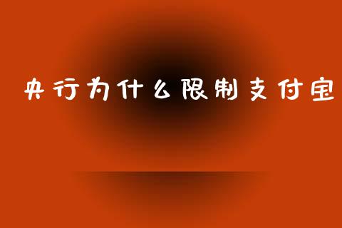 央行为什么限制支付宝_https://m.letulww.com_股指期货交易时间_第1张