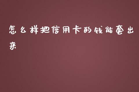 怎么样把信用卡的钱能套出来_https://m.letulww.com_期货交易策略_第1张