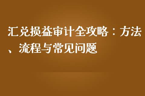 汇兑损益审计全攻略：方法、流程与常见问题_https://m.letulww.com_股指期货交易时间_第1张
