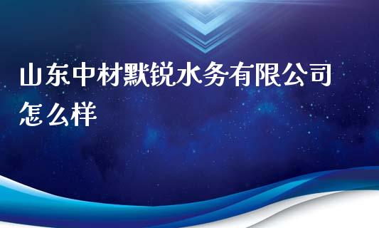 山东中材默锐水务有限公司怎么样_https://m.letulww.com_期货交易软件_第1张