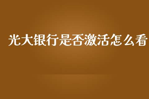 光大银行是否激活怎么看_https://m.letulww.com_期货交易策略_第1张