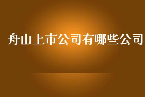 舟山上市公司有哪些公司_https://m.letulww.com_期货交易策略_第1张