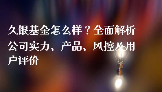 久银基金怎么样？全面解析公司实力、产品、风控及用户评价_https://m.letulww.com_期货交易软件_第1张
