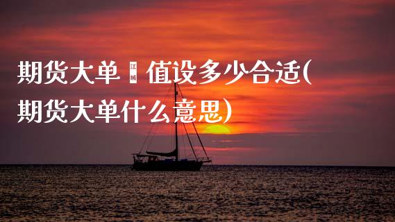 期货大单阈值设多少合适(期货大单什么意思)_https://m.letulww.com_期货交易软件_第1张