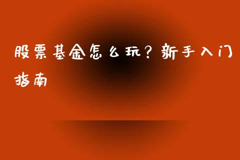 股票基金怎么玩？新手入门指南_https://m.letulww.com_股指期货交易时间_第1张