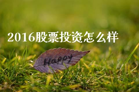 2016股票投资怎么样_https://m.letulww.com_股指期货交易时间_第1张