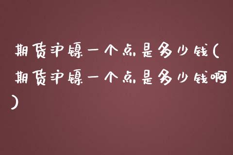 期货沪镍一个点是多少钱(期货沪镍一个点是多少钱啊)_https://m.letulww.com_股指期货交易时间_第1张