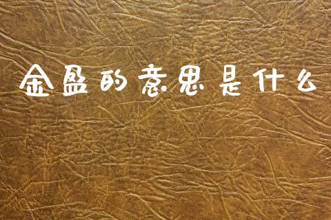 金盈的意思是什么_https://m.letulww.com_期货开户保证金_第1张