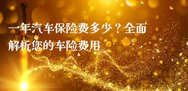 一年汽车保险费多少？全面解析您的车险费用_https://m.letulww.com_期货开户保证金_第1张