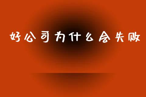好公司为什么会失败_https://m.letulww.com_期货交易软件_第1张