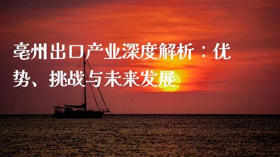 亳州出口产业深度解析:优势、挑战与未来发展_期货开户保证金_第1张_期货开户保证金_期货交易软件_股指期货交易时间_期货交易策略 亳州出口产业深度解析:优势、挑战与未来发展_https://m.letulww.com_期货开户保证金_第1张