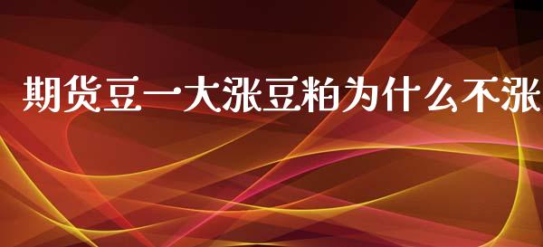 期货豆一大涨豆粕为什么不涨_https://m.letulww.com_期货交易策略_第1张