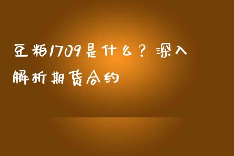 豆粕1709是什么？深入解析期货合约_https://m.letulww.com_期货开户保证金_第1张