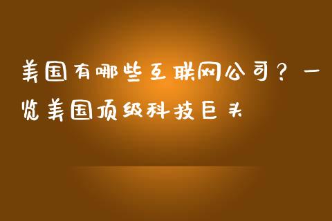 美国有哪些互联网公司？一览美国顶级科技巨头_https://m.letulww.com_股指期货交易时间_第1张