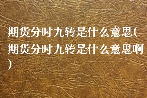 期货分时九转是什么意思(期货分时九转是什么意思啊)_https://m.letulww.com_期货交易软件_第1张