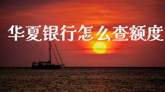 华夏银行怎么查额度_https://m.letulww.com_期货开户保证金_第1张